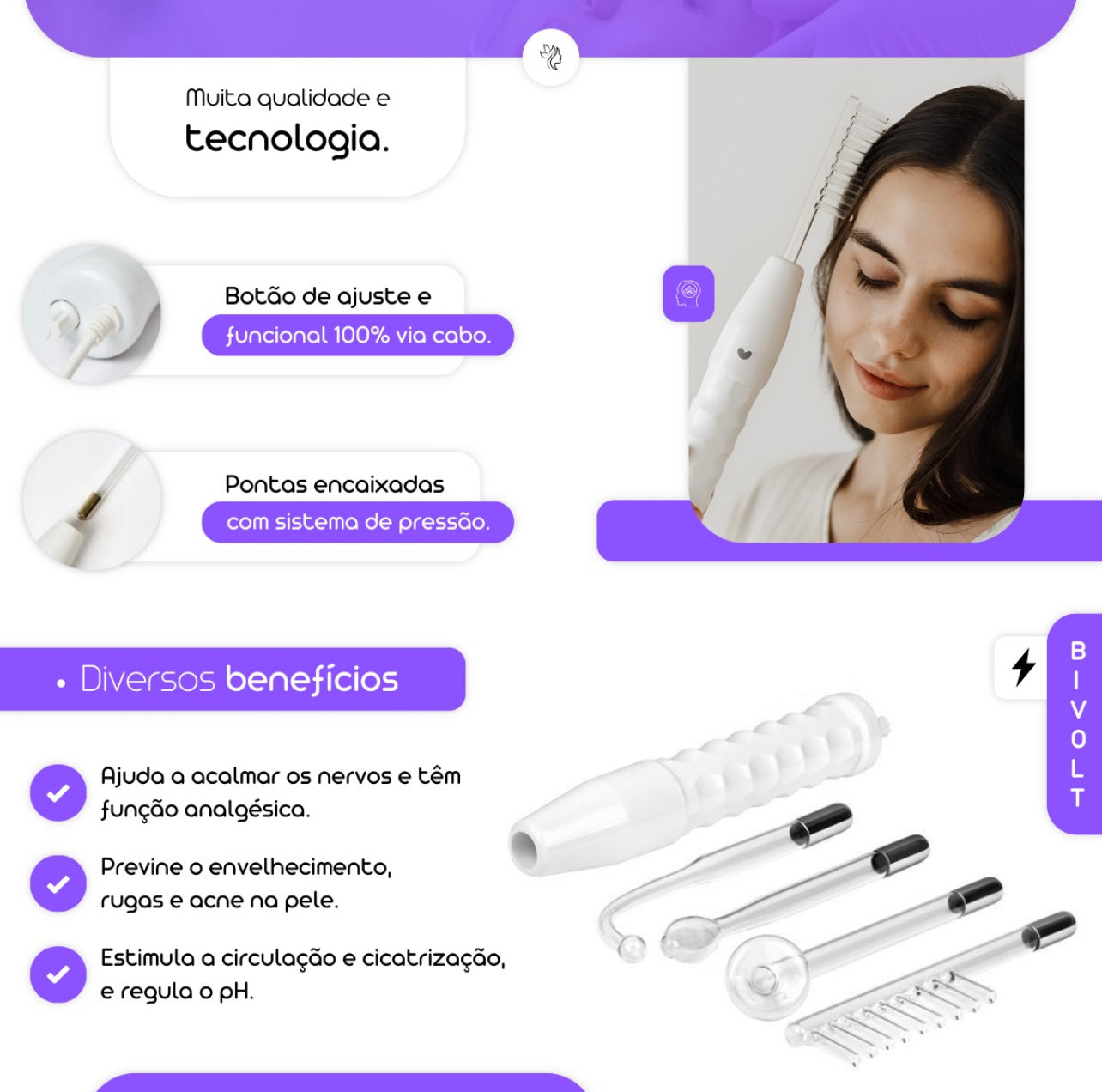 Tratamento Capilar e Facial com Alta Frequência ORIGINAL - PELECOREANA